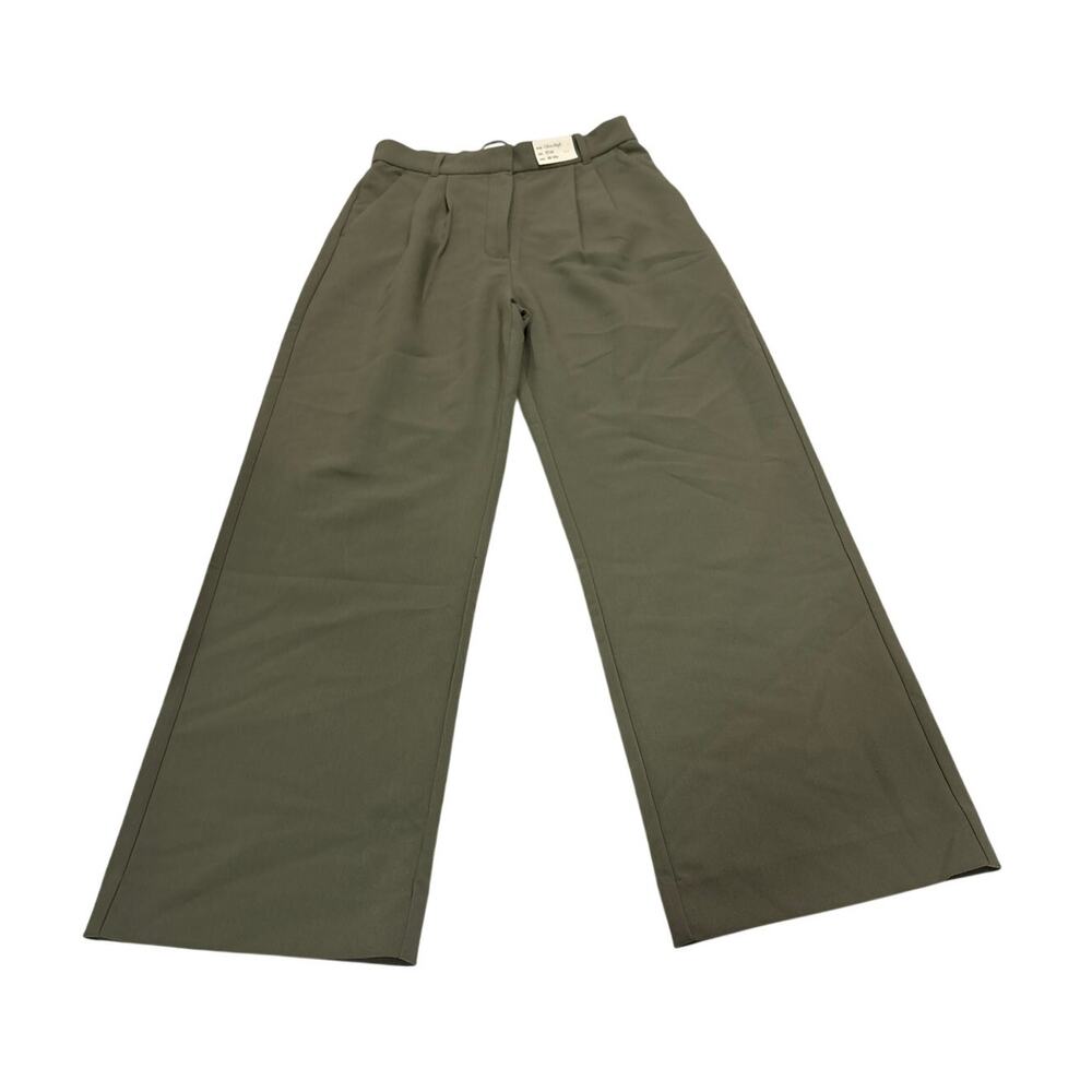 NWT Abercrombie & Fitch Women’s 30 Green Ultra High Wide Legs Pants Trousers - Picture 4 of 13